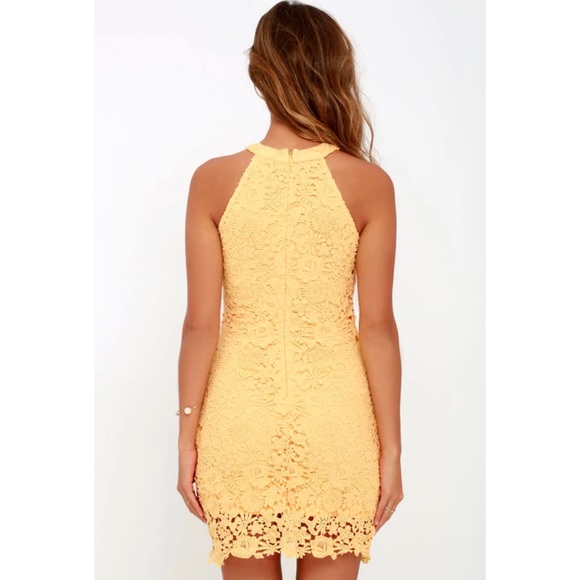 NWT Lulu’s Love Poem Yellow Lace Mini Dress - Yellow - S - Picture 2 of 5